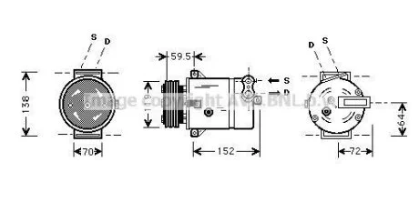 Компресор кондиціонера Opel Vectra B, C (96-) AVA AVA COOLING OLAK279