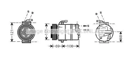 Компрессор кондиционера Opel Astra G (99-), Zafira (99-) 2.0Di, 2.2DTi AVA COOLING OLAK358