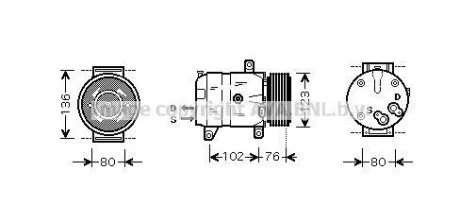 Компресор кондиціонера Renault Trafic II/Opel Movano/Nissan Interstar (99-) 1.9DCi, 2.5DCi AVA AVA COOLING RTAK069