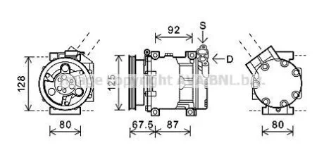 Компресор кондиціонера Renault Logan (05-), Sandero (08-) 1.4i, 1.6i AVA AVA COOLING RTAK619