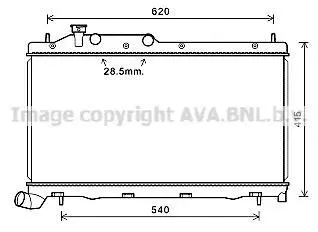 Радиатор охлаждения двигателя Subaru Forester (08-), Impreza (07-), Legacy, Outb AVA COOLING SU2105 (фото 1)