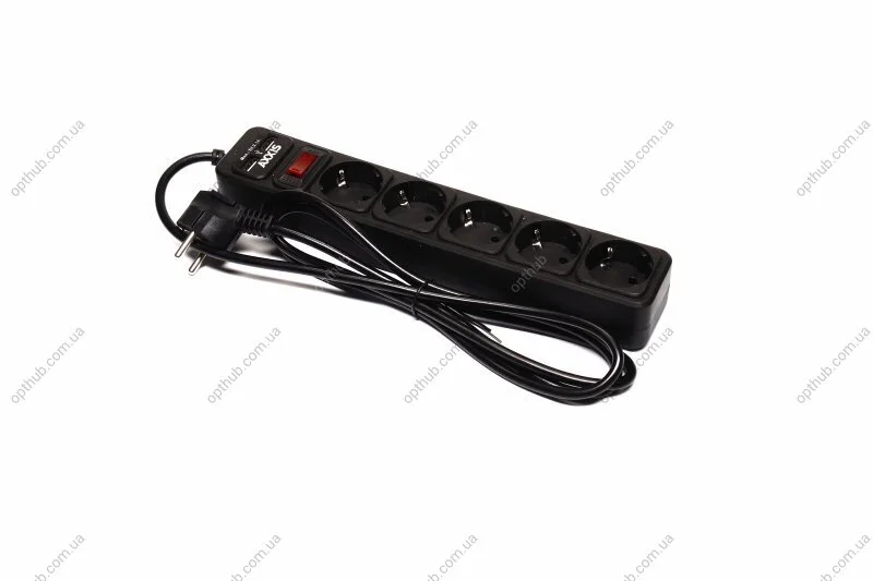 Сетевой фильтр, удлинитель с USB2 Optima Base 5 1,8m BLACK провод 3*0,75мм2 Axxis Ax-1266 (фото 1)