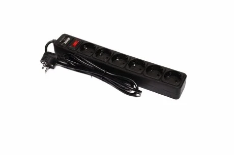 Сетевой фильтр, удлинитель с USB2 Optima Base 6 1,5m BLACK провод 3*0,75мм2 Axxis Ax-1270