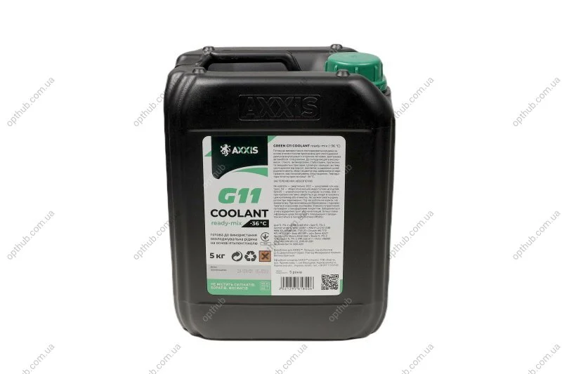 Антифриз GREEN G11 Сoolant Ready-Mix -36°C (зелений) (Каністра 5кг) C.I.U Axxis AX-P999-G11Gr RDM5 (фото 1)