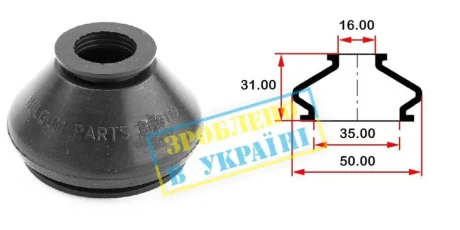 Пыльник (O D35хd16хH31) универсальный для шаровой опоры, рулевого наконечника BELGUM PARTS BG0110