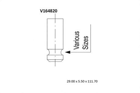 Клапан двигуна IN MITSUBISHI 4G18 29X5.5X111.7 -ua BGA V164820