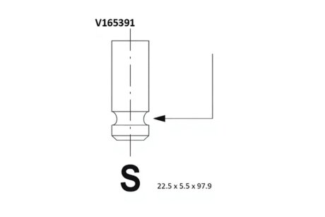 Клапан двигуна EX NISSAN CR14DE 22.5X5.5X97.9 -ua BGA V165391