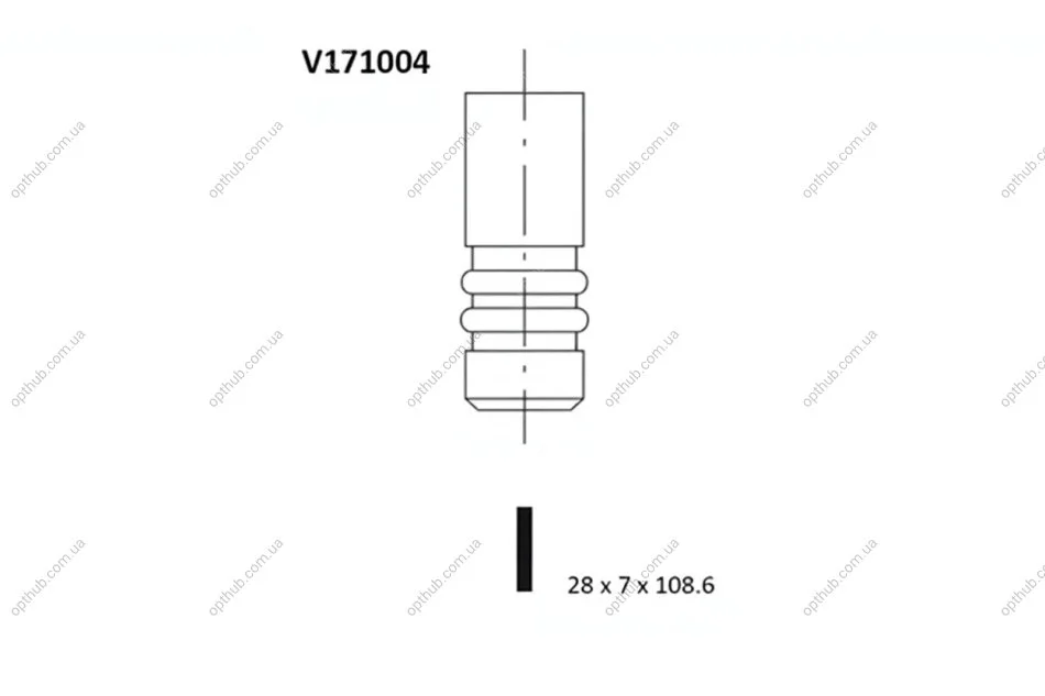 Клапан двигателя EX ALFA 32303 28X7X108.6 BGA V171004 (фото 1)