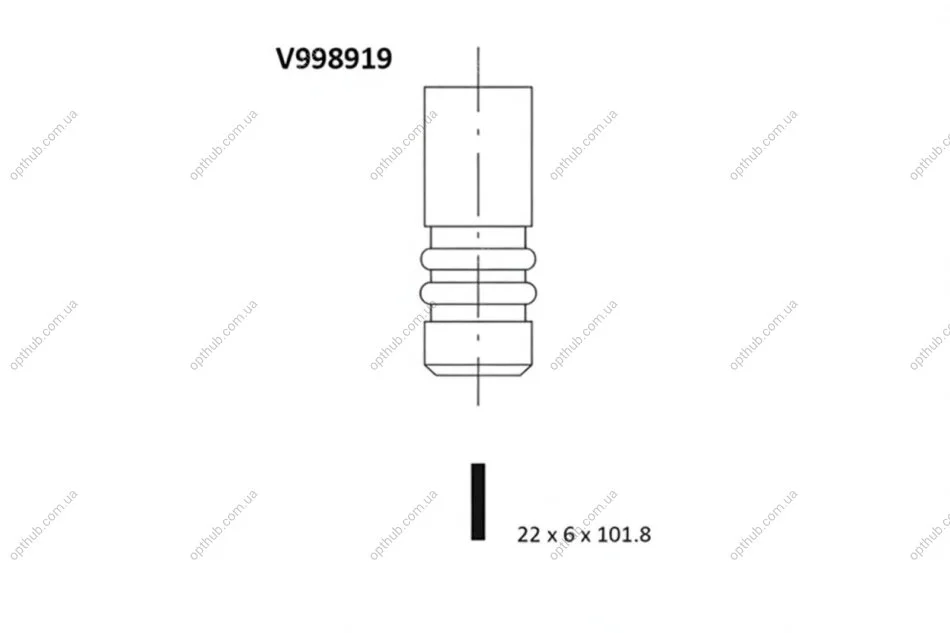 Клапан двигуна EX FORD DHA/DHB/DHC/DHD/DHE/DHF/DHG 22X6X101.8 -ua BGA V998919 (фото 1)