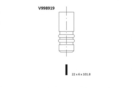 Клапан двигуна EX FORD DHA/DHB/DHC/DHD/DHE/DHF/DHG 22X6X101.8 -ua BGA V998919