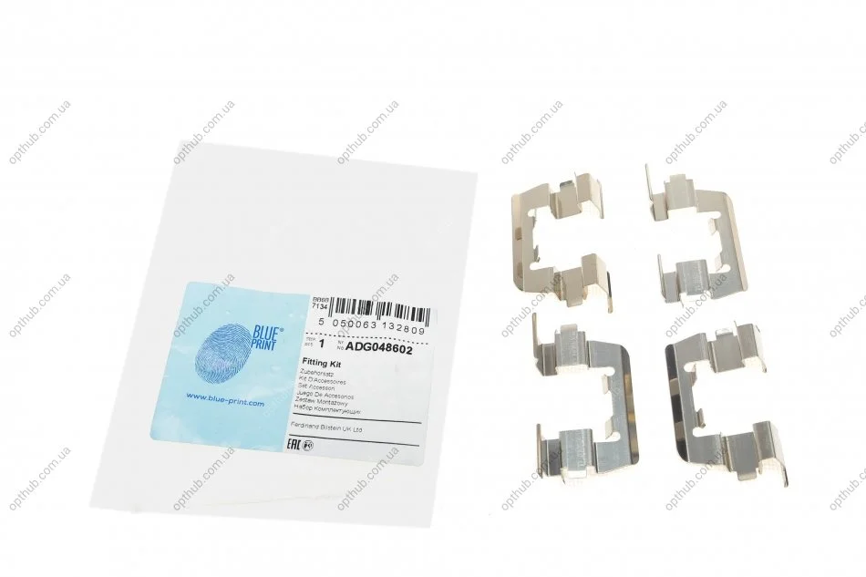 К-т встановлення колодок гальмівних BLUE PRINT ADG048602 (фото 1)