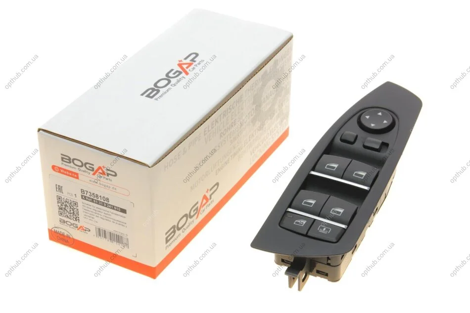 Кнопка склопідіймача (передня) BMW 5 (F10/F04/F11) 09-17 (opt-om) BOGAP B7358108 (фото 1)