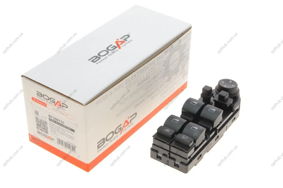 Кнопка склопідіймача (L) BMW 5 (E60) 03-10 M57/N43/N47/N52/N53/N62 (блок) (opt-om) BOGAP B7358131 (фото 1)