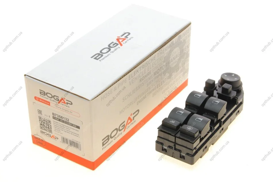 Кнопка склопідіймача (L) BMW 5 (E60) 03-10 M57/N43/N47/N52/N53/N62 (блок) (opt-om) BOGAP B7358132 (фото 1)