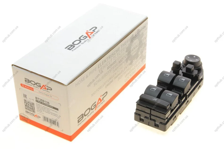 Кнопка склопідіймача (L) BMW 5 (E60) 03-10 M57/N43/N52/N53/N62 (блок) (opt-om) BOGAP B7358135 (фото 1)
