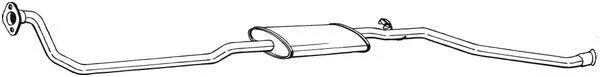 Глушитель, алюм. сталь, средняя часть PEUGEOT PARTNER 96-00 (293-111) BOSAL 293111 (фото 1)