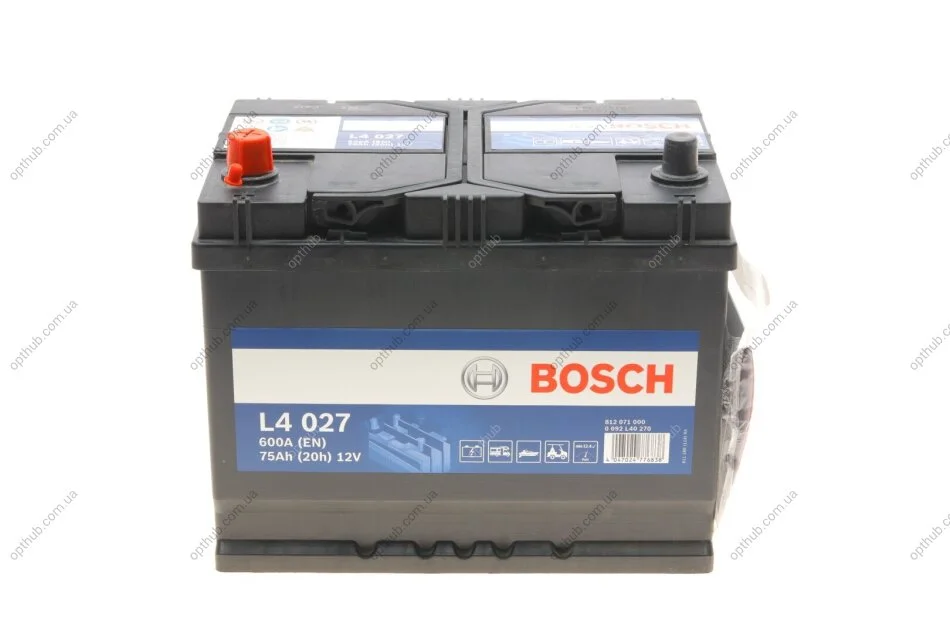 Акумулятор Bosch 12В/75Аг/600А/18,1кг BOSCH 0 092 L40 270 (фото 1)