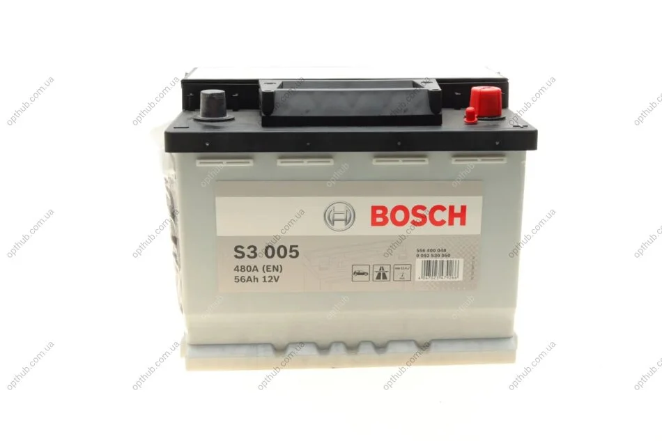 Акумулятор 56Ah-12v (S3005) (242x175x190),R,EN480 0092S30050 BOSCH 0 092 S30 050 (фото 1)