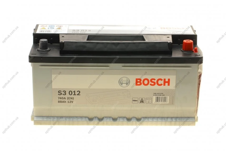 Акумулятор 88Ah-12v (S3012) (353x175x175),R,EN740 0092S30120 BOSCH 0 092 S30 120 (фото 1)