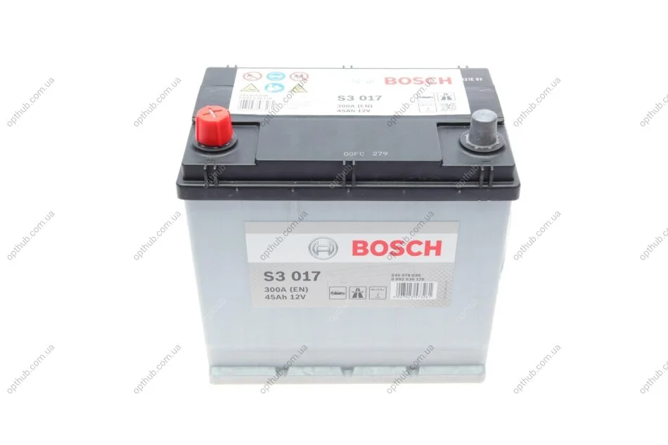 Акумуляторна батарея 45Ah/300A (219x135x222/+L/B01) Азія UA63 BOSCH 0 092 S30 170 (фото 1)