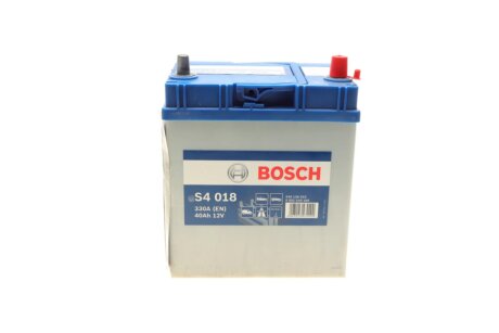 Акумулятор 40Ah-12v (S4018) (187x127x227),R,EN330(Азія) тонк.клеми BOSCH 0 092 S40 180