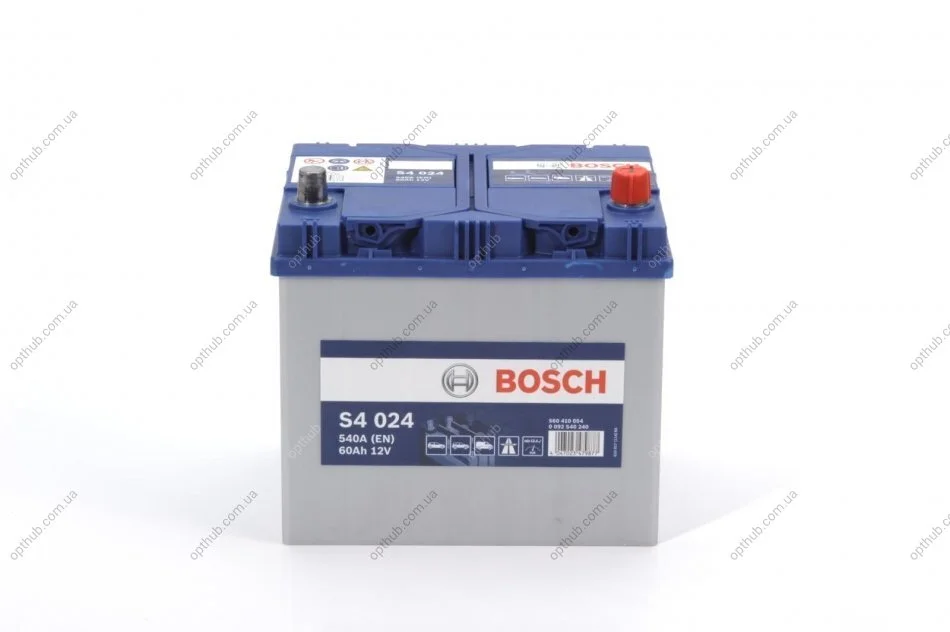 Акумулятор 60Ah-12v (S4024) (232x173x225),R,EN540 Азія 0092S40240 BOSCH 0 092 S40 240 (фото 1)