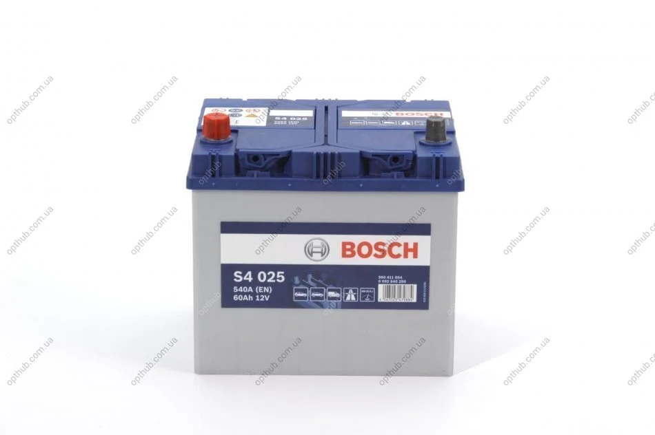 Акумулятор 60Ah-12v (S4025) (232x173x225),L,EN540 Азія 0092S40250 BOSCH 0 092 S40 250 (фото 1)