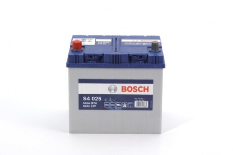 Акумулятор 60Ah-12v (S4025) (232x173x225),L,EN540 Азія BOSCH 0 092 S40 250