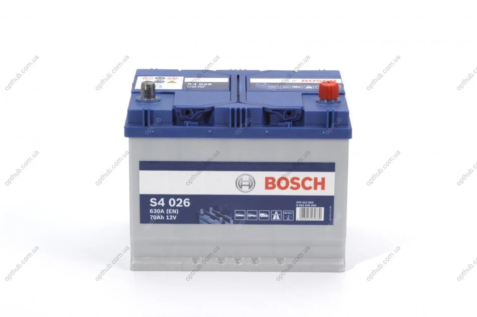 Акумулятор 70Ah-12v (S4026) (261x175x220),R,EN630(Азія) BOSCH 0092S40260 (фото 1)