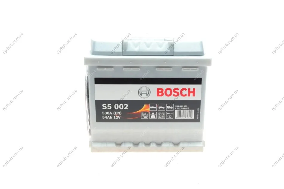Акумулятор 54Ah-12v (S5002) (207x175x190),R,EN530 0092S50020 BOSCH 0 092 S50 020 (фото 1)