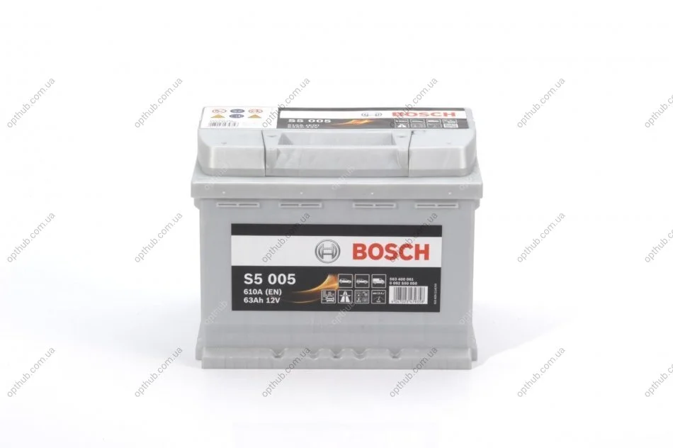 Акумулятор 63Ah-12v (S5005) (242x175x190),R,EN610 0092S50050 BOSCH 0 092 S50 050 (фото 1)
