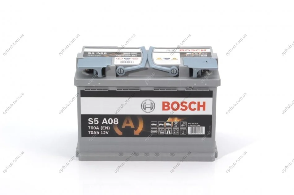 Акумулятор 70Ah-12v AGM (S5A08) (278х175х190), R, EN 760 0092S5A080 BOSCH 0 092 S5A 080 (фото 1)