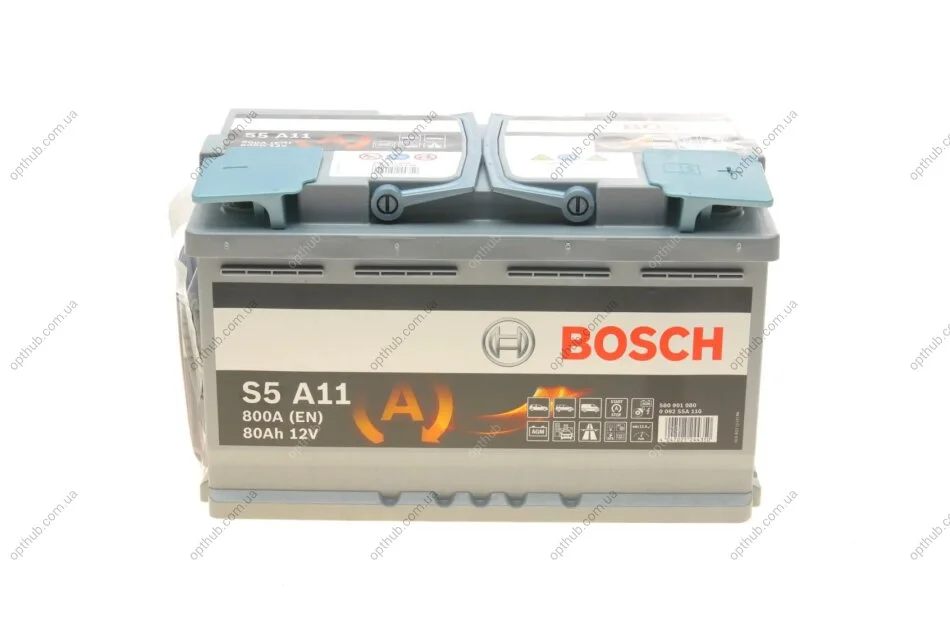 Акумулятор 80Ah-12v AGM (S5A11) (315x175x190),R,EN800 0092S5A110 BOSCH 0 092 S5A 110 (фото 1)