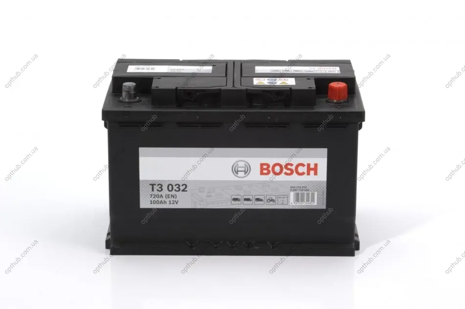 Акумулятор 100Ah-12v (T3032) (315x175x210),R,EN720 BOSCH 0092T30320 (фото 1)