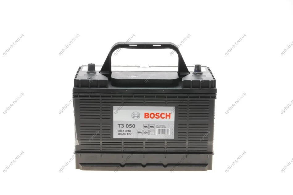 Акумулятор 105Ah-12v (T3050) (330x172x240),L,EN800 клеми по центру 0092T30500 BOSCH 0 092 T30 500 (фото 1)