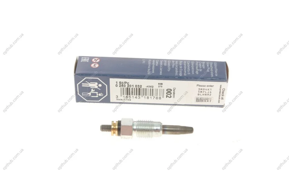 Свічка розжарювання GLP002 VW T4, GOLF III 1.6-2.4 (вир-во) BOSCH 0 250 201 032 (фото 1)