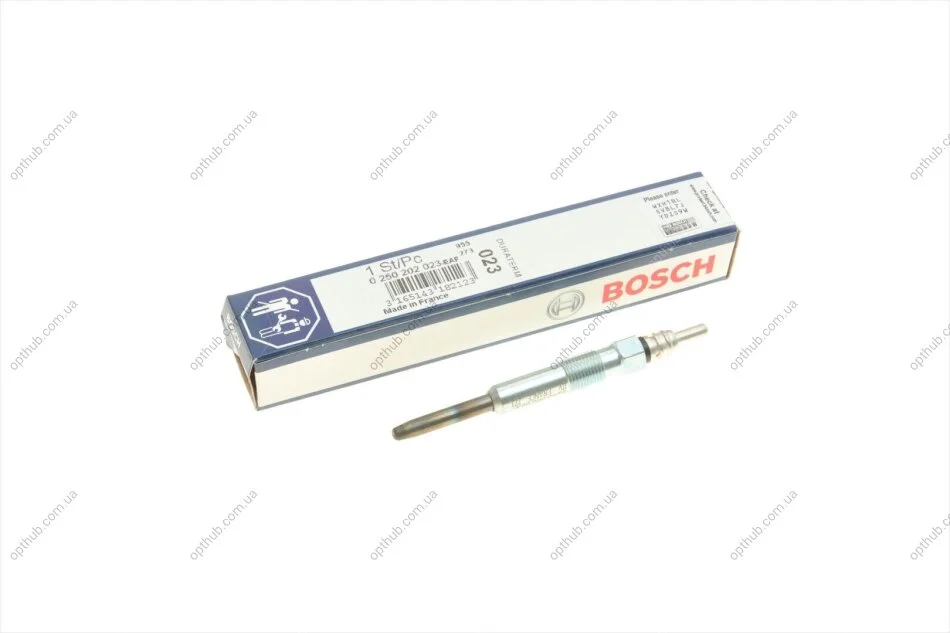 Свічка розжарювання GLP023 VAG T5, A4 1.9 TDI 00-05 (вир-во) BOSCH 0 250 202 023 (фото 1)