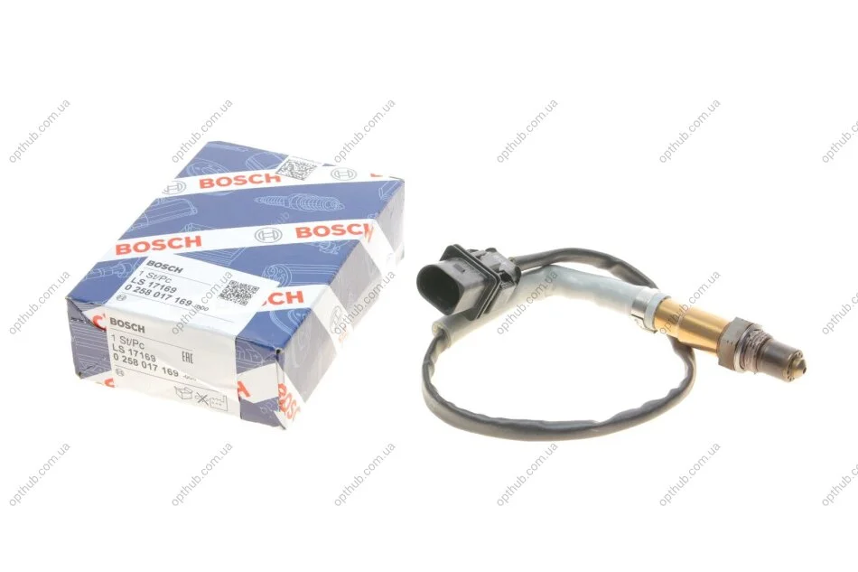 Лямбда-зонд (кількість дротів 5, 550мм) AUDI Q3 GEELY BOYUE HYUNDAI IX35, VELOSTER KIA SPORTAGE III SEAT ALHAMBRA VW SHARAN, TIGUAN, TOUAREG 1.6-3.0H 09.07- BOSCH 0 258 017 169 (фото 1)