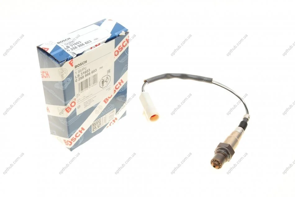 Лямбда-зонд (кількість дротів 4, 422мм) FORD FIESTA, FIESTA IV, FOCUS I, KA, MONDEO III, TOURNEO CONNECT, TRANSIT, TRANSIT CONNECT FORD USA CROWN VICTORIA, EXPEDITION 1.3-5.4 09.91-12.13 BOSCH 0 258 986 603 (фото 1)