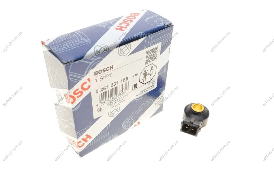Датчик детонації CITROEN, MВ, OPEL, PEUGEOT (вир-во Bosch) BOSCH 0 261 231 188 (фото 1)