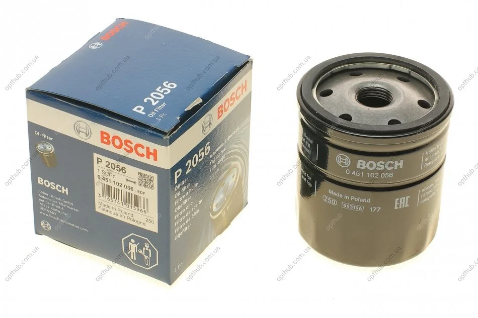 Фільтр масляний Opel 1.0-2.4i 62-00 (бензин) UA63 BOSCH 0 451 102 056 (фото 1)
