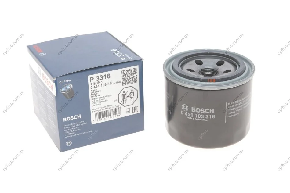 Фильтр масляный Mitsubishi Pajero 1.8-3.5 V6 94- UA63 BOSCH 0 451 103 316 (фото 1)