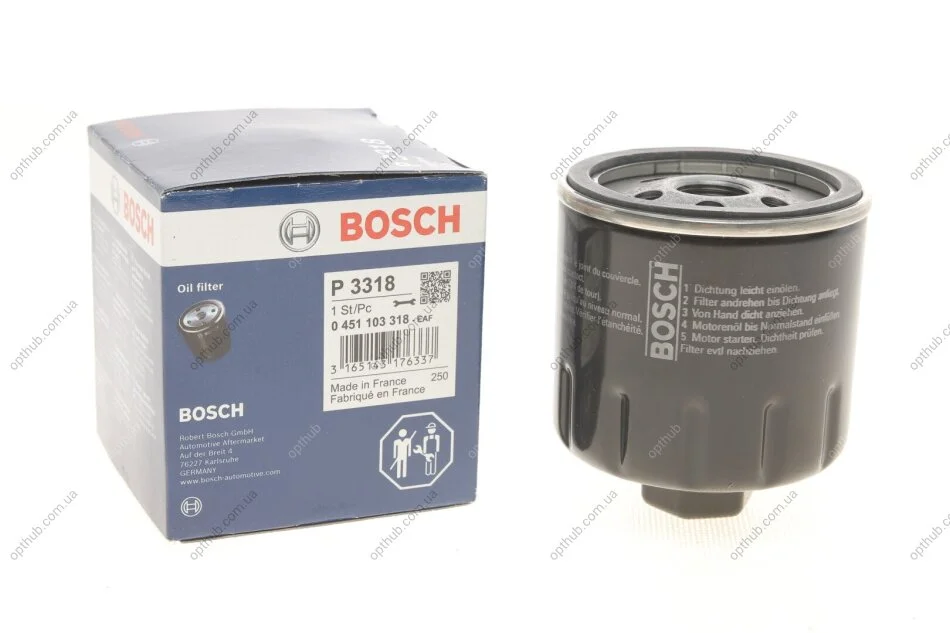 Фильтр масляный VW Caddy II 1.4/1.6i / Golf IV/V/Seat UA63 BOSCH 0 451 103 318 (фото 1)