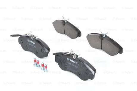 Комплект гальмівних колодок передн, CITROEN JUMPER I, JUMPER II FIAT DUCATO PEUGEOT BOXER 1.9D-2.8D 02.94-09.09 BOSCH 0986424031