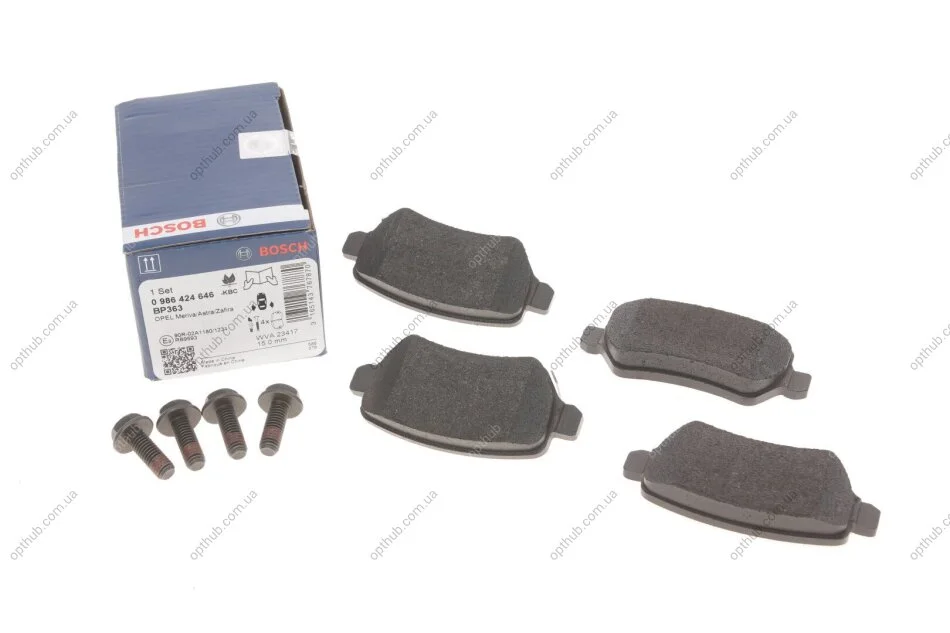 Колодка гальм. диск. OPEL ASTRA G задн. (вир-во Bosch) BOSCH 0 986 424 646 (фото 1)