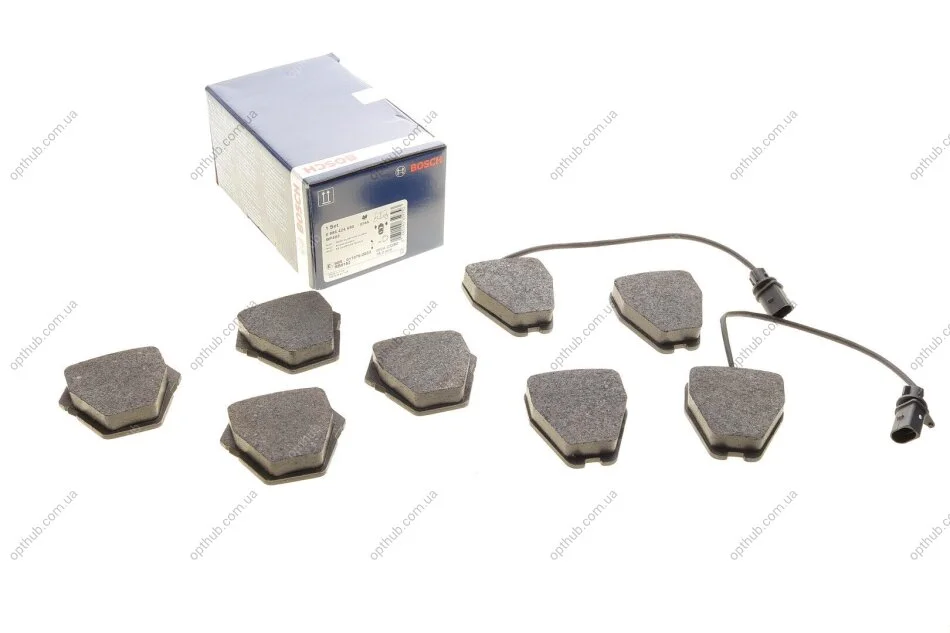 Колодки гальмівні (передні) Audi A4 97-01/A6 97-05/VW Passat B5 00-05/Phaeton 02-08 (+датчи UA63 BOSCH 0 986 424 690 (фото 1)