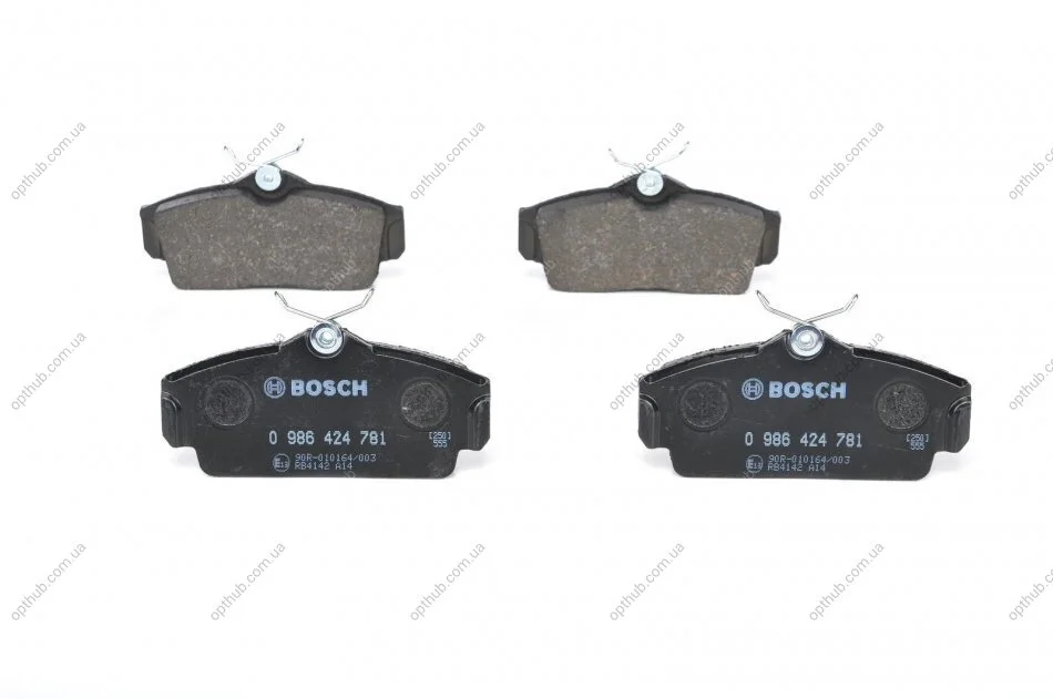 Колодки гальмівні дискові ПЕРЕДН NISSAN PRIMERA 1,6 1,8 2,0 96- ALMERA 1,5 1,8 2,2D 00- 0 986 424 781-ua BOSCH 0986424781 (фото 1)