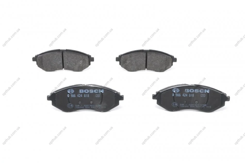 Колодки гальмівні (передні) Chevrolet Aveo/Daewoo Kalos 1.2-1.6 02- UA63 BOSCH 0 986 424 818 (фото 1)