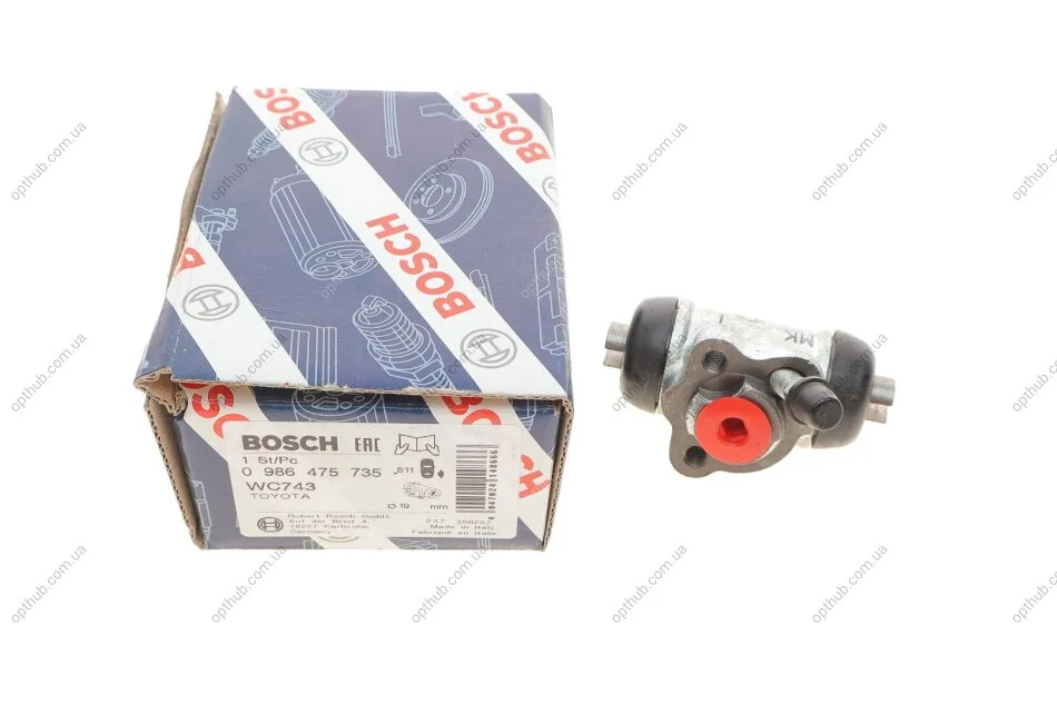 Циліндр гальмівний (задній) Toyota Corolla 92- 02 (R) (d=19mm) UA63 BOSCH 0 986 475 735 (фото 1)