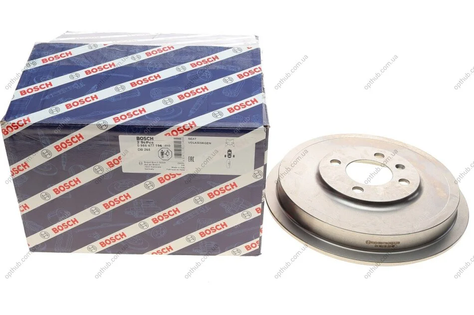 Барабан гальмівний (задній) VW Caddy II 95-04 (opt-om) BOSCH 0 986 477 194 (фото 1)